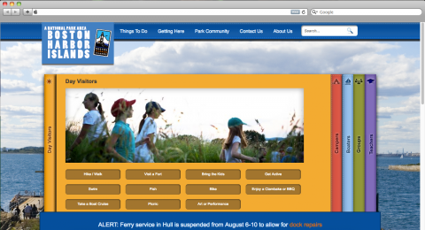 Boston Harbor Islands Homepage Tab 1 Screenshot