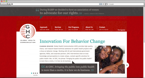 Global Health Communication - Homepage Screenshot