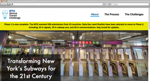 MTA Genius Challenge Homepage Screenshot