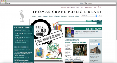 Thomas Crane Public Library - Homepage Screenshot