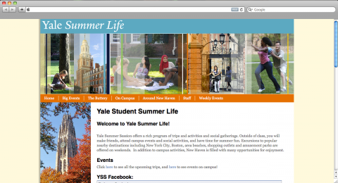 Yale Summer Session - Homepage Screenshot