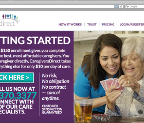 Caregivers Direct - Sign Up Page Screenshot