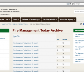 U.S. Forest Service - Fire Management Magazine Archives Screenshot